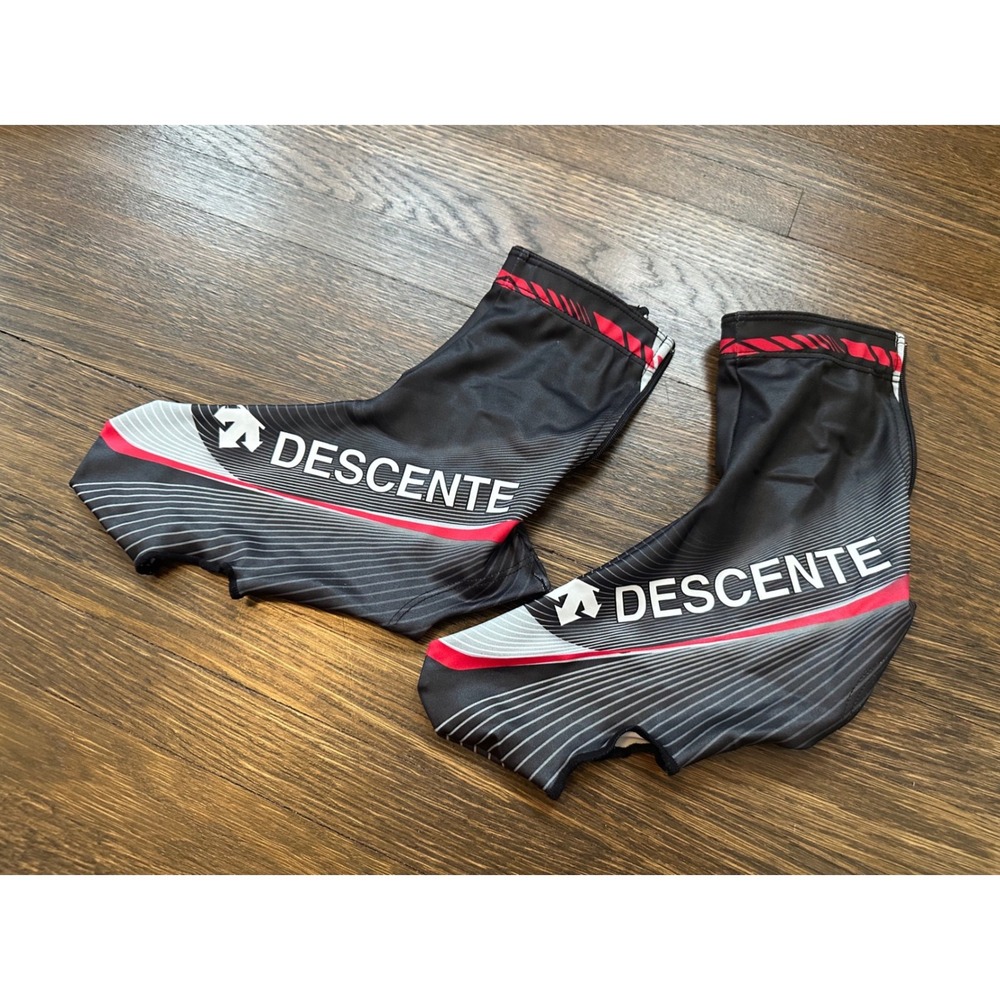 Descente Cycling Shoe Covers Black Red White Zippered Bike Booties Size M
